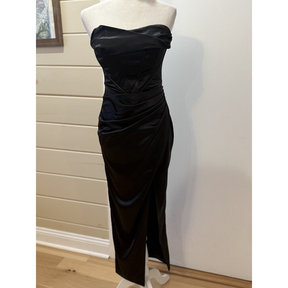 Corset Dress Midi Draped Skirt Black Sz S Bodycon Dark Fairy Witchy Whimsigoth